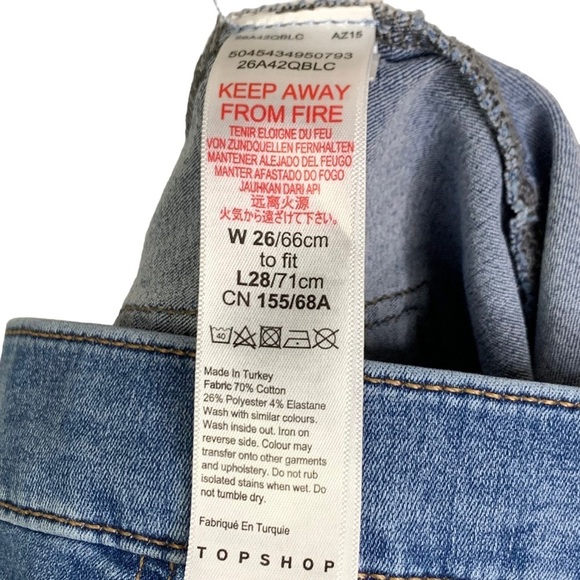 Top Shop “JONI” Skinny Jean Size Petite Waist 26” Length 28” Stretch for Comfort - Picture 5 of 5
